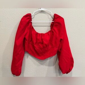 Red peasant corset style crop top large excellent condition